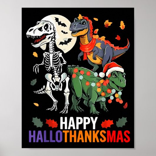 Hallothanksmas Halloween Thanksgiving Kerstmis Di Poster (Voorkant)