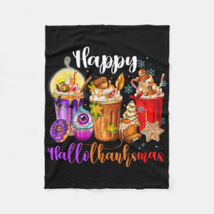 Hallothanksmas Halloween Thanksgiving Kerstmis Fleece Deken