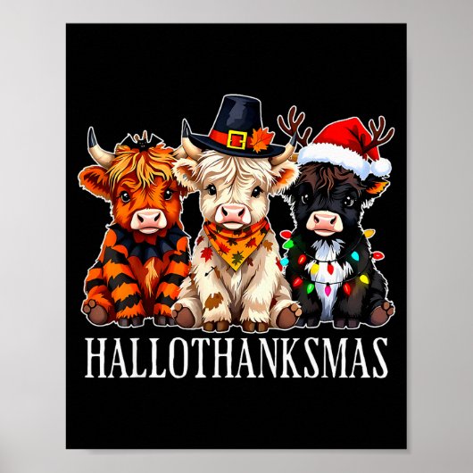 Hallothanksmas Halloween Thanksgiving Kerstmis Hal Poster (Voorkant)