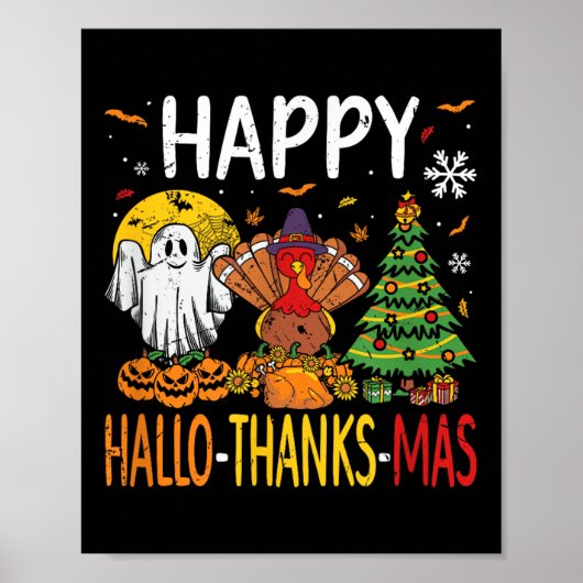 Hallothanksmas Halloween Thanksgiving Kerstmis Poster (Voorkant)