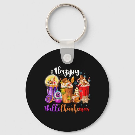 Hallothanksmas Halloween Thanksgiving Kerstmis Sleutelhanger (Voorkant)