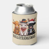 Hallothanksmas Herfst Koe Spooky Seizoen Boer Xmas Blikjeskoeler (Blikje Voorkant)