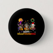 Hallothanksmas Highland Cow Halloween Christmas Th Ronde Button 5,7 Cm (Voorkant)