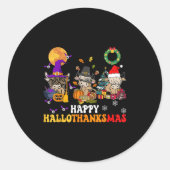 Hallothanksmas Highland Cow Halloween Christmas Th Ronde Sticker (Voorkant)