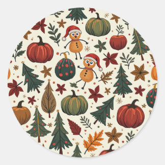hallothanksmas ronde sticker