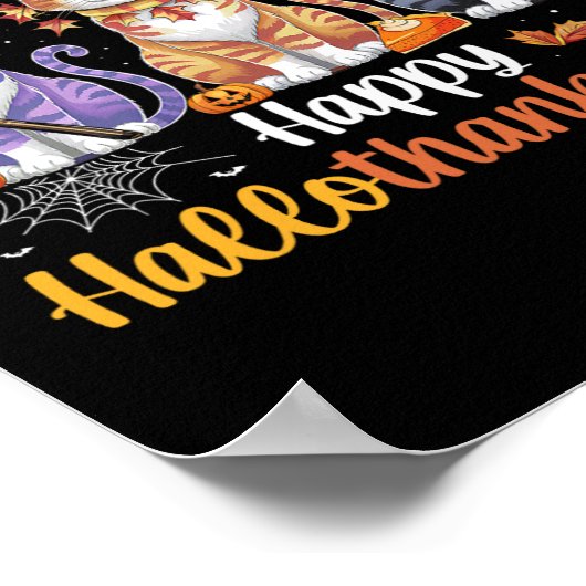 Hallothanksmas Shirt Cats Halloween Thanksgiving C Poster (Hoek)