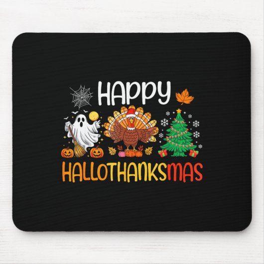 Hallothanksmas Shirt Funny Halloween Thanksgiving  Muismat (Voorkant)