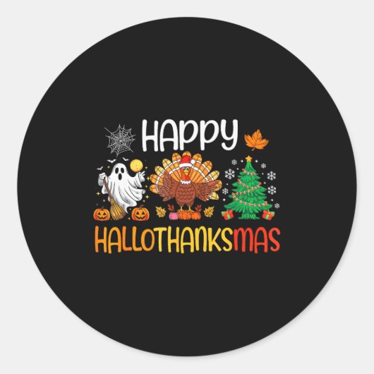 Hallothanksmas Shirt Funny Halloween Thanksgiving  Ronde Sticker (Voorkant)