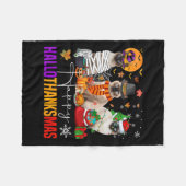 Hallothanksmas Siamese Cat Halloween Thanksgiving Fleece Deken (Voorkant (Horizontaal))