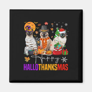 Hallothanksmas Siamese Cat Halloween Thanksgiving Magneet