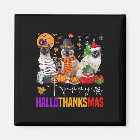 Hallothanksmas Siamese Cat Halloween Thanksgiving Magneet (Voorkant)