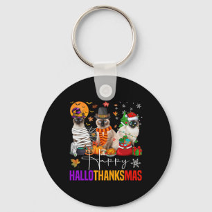 Hallothanksmas Siamese Cat Halloween Thanksgiving Sleutelhanger