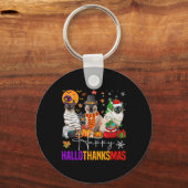 Hallothanksmas Siamese Cat Halloween Thanksgiving Sleutelhanger (Voorkant)