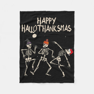 Hallothanksmas Skelet Kerstmis Halloween Dankzeggi Fleece Deken