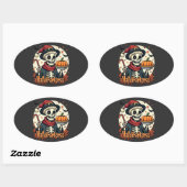 Hallothanksmas Skelet: Pumpkin Pie & Candy Cane Ovale Sticker (Vel)