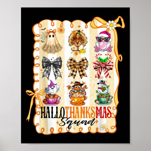 Hallothanksmas Squad Coquette Bow Halloween Thanks Poster (Voorkant)