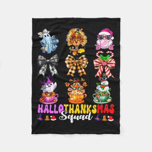 Hallothanksmas Squad Funny Halloween Thanksgiving  Fleece Deken (Voorkant)