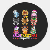 Hallothanksmas Squad Funny Halloween Thanksgiving Ronde Sticker (Voorkant)
