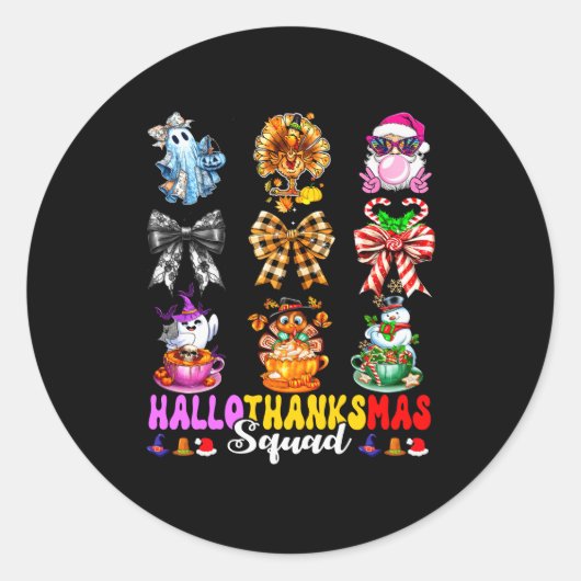 Hallothanksmas Squad Funny Halloween Thanksgiving  Ronde Sticker (Voorkant)