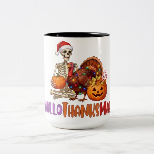 Hallothanksmas T-Shirt Baby Bodysuit Tweekleurige Koffiemok (Center)