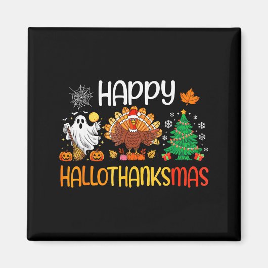 Hallothanksmas T-shirt Grappige Halloween Kerstmis Magneet (Voorkant)