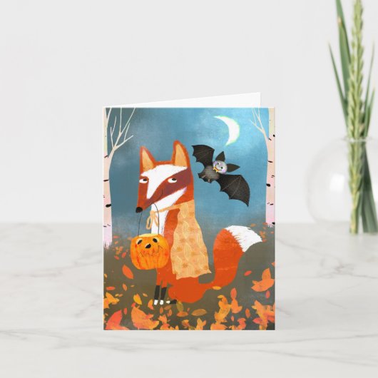 Hallow Fox en Bat Friends BLANK Wenskaart Bedankkaart (Voorkant)