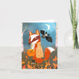 Hallow Fox en Bat Friends BLANK Wenskaart Bedankkaart