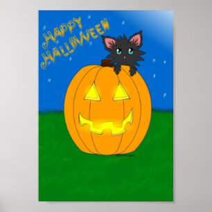 Hallow Kat Happy Halloween Poster