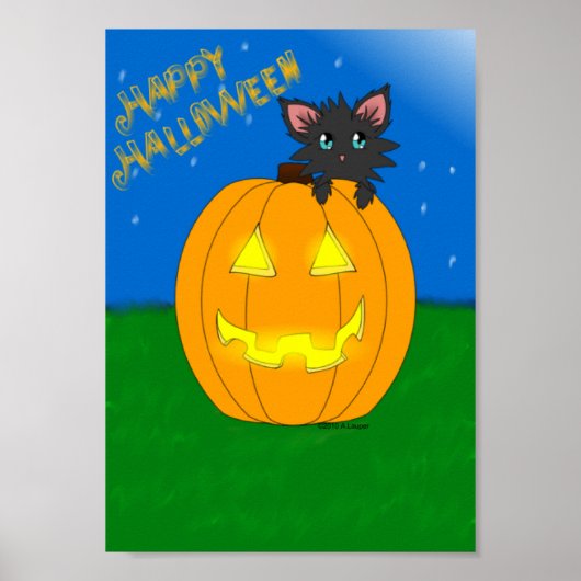 Hallow Kat Happy Halloween Poster (Voorkant)