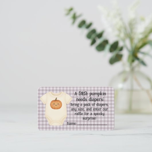 Hallowe Baby shower Luier Raffle Kaart (Staand voorkant)