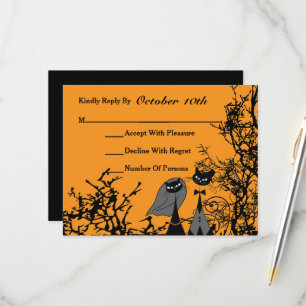 Hallowedding Katten Huwelijk RSVP Kaart Op Maat