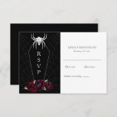 Hallowedding Spider Web Coffin Black White RSVP (Voorkant / Achterkant)