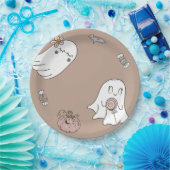 Hallowee Schattige Ghost Verjaardagsfeest Papieren Bordje (Feest)