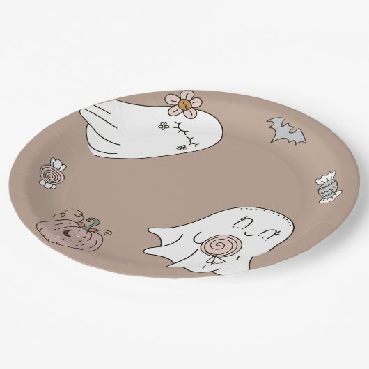 Hallowee Schattige Ghost Verjaardagsfeest Papieren Bordje (Gekanteld)