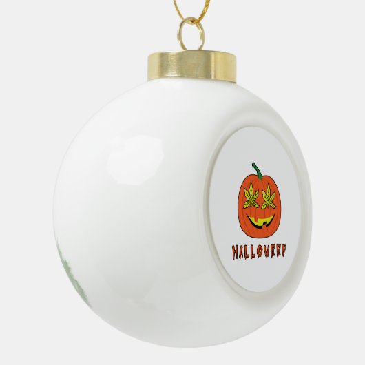 Halloweed Funny Hippie Pumpkin Halloween Keramische Bal Ornament (Links)