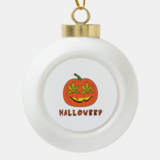 Halloweed Funny Hippie Pumpkin Halloween Keramische Bal Ornament (Voorkant)