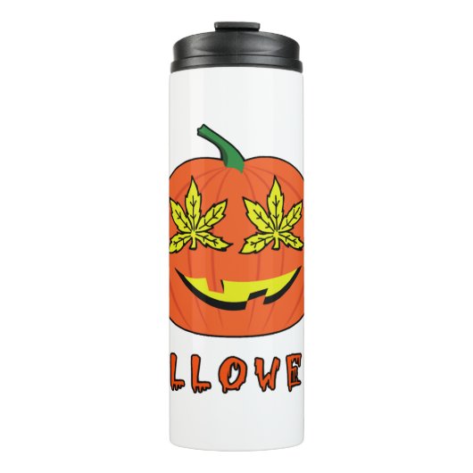 Halloweed Funny Hippie Pumpkin Halloween Thermosbeker (Voorkant)