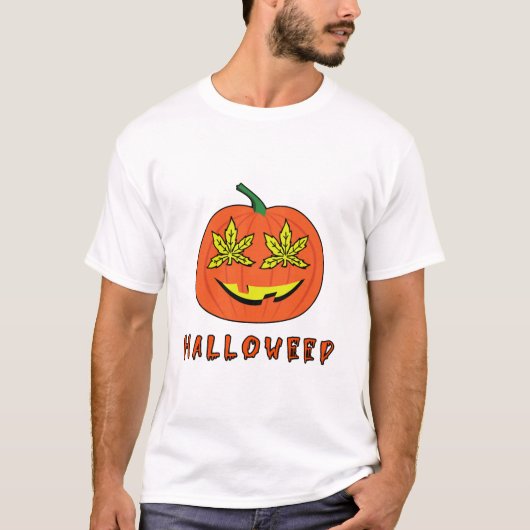 Halloweed Grappige Hippie Pompoen Halloween T-shirt (Voorkant)