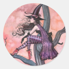 Halloweeen Heksenstickers door Molly Harrison Ronde Sticker