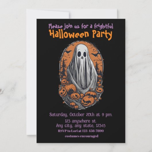 Halloween, 10 geest, griezelig, feestuitnodiging, kaart (Voorkant)