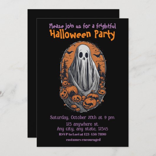 Halloween, 10 geest, griezelig, feestuitnodiging, kaart (Voorkant / Achterkant)