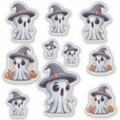 Halloween: 10 Geister mit Hut -  Sticker (Voorkant)