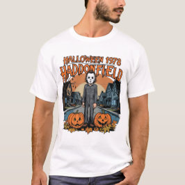 Halloween 1978 Holiday Spooky Myers Pumpkin Haddon T-shirt