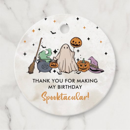 Halloween 1e verjaardag bedankjes labels (Voorkant)