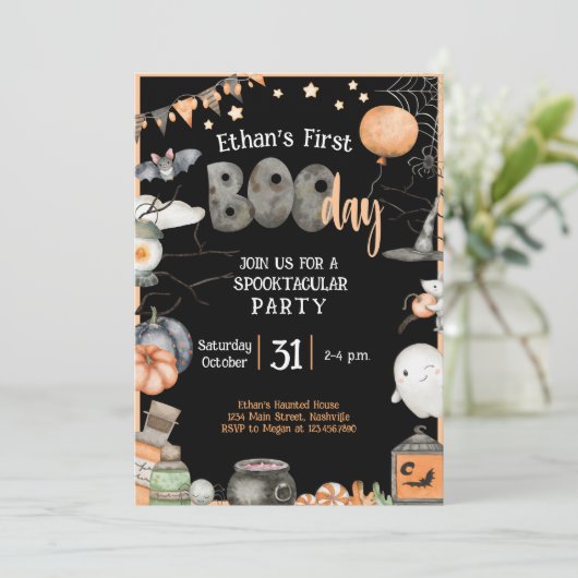 Halloween 1E verjaardag elke leeftijd jongen meisj Kaart (Staand voorkant)