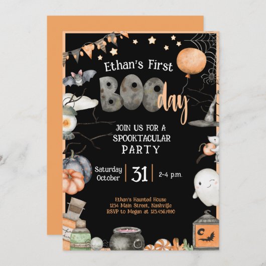 Halloween 1E verjaardag elke leeftijd jongen meisj Kaart (Voorkant / Achterkant)