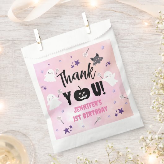 Halloween 1e Verjaardag Party Roze Meisje Schattig Bedankzakje (Geknipt)