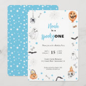 Halloween 1e Verjaardag Roze spooky jongen uitnodi Kaart (Voorkant / Achterkant)