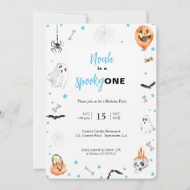 Halloween 1e Verjaardag Roze spooky jongen uitnodi Kaart