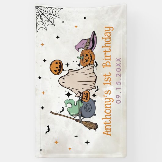 Halloween 1e verjaardag spandoek (Verticaal)